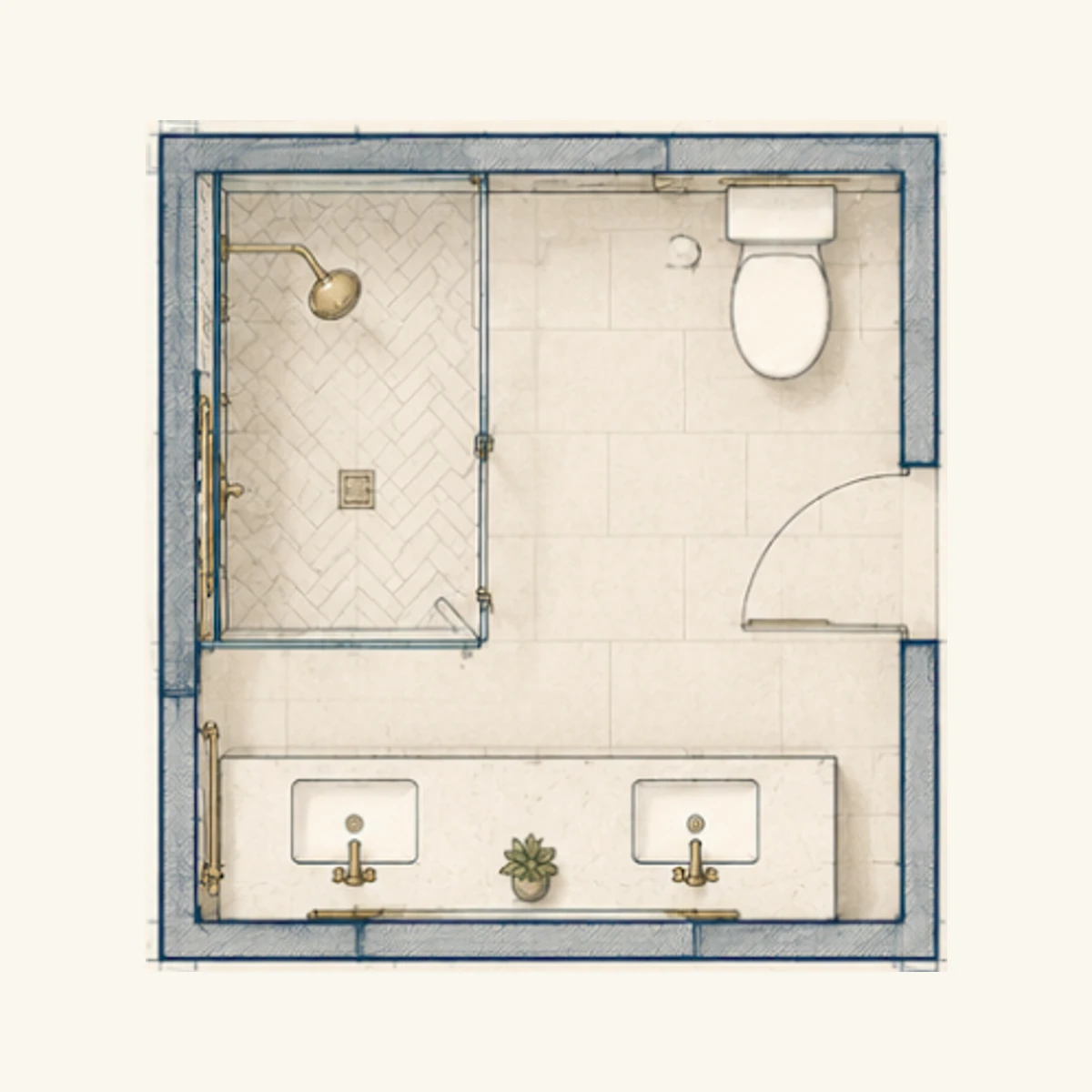 Master Bath, Walk-In Shower floor plan